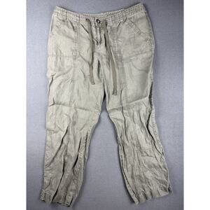 INC International Concepts Women Pants 14 Gray Beige Linen Wide Leg